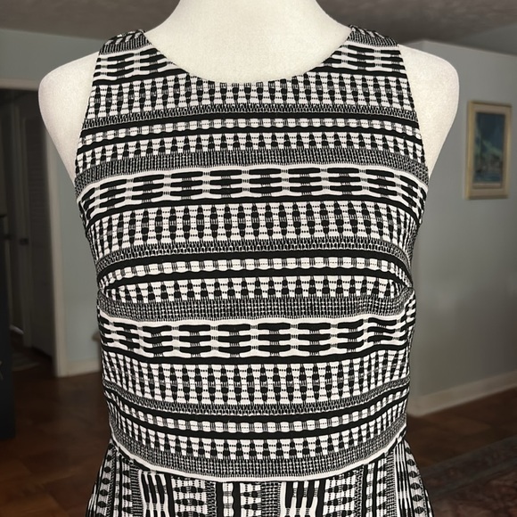 LAST CHANCE | LOFT Geo Textured Flare Sleeveless Mini Dress | Like New - Picture 8 of 12